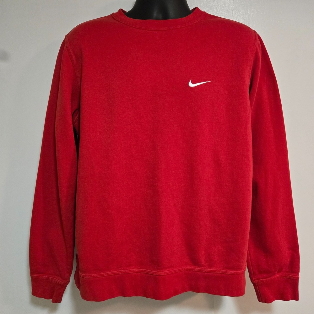 Nike Sweatshirt Mens Medium Red Pullover Crew Neck Chest Swoosh 80s Blue Label